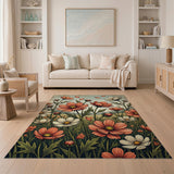 Vintage Orange Cosmos Floral Area Rug