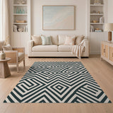 Black and White Geometric Modern Bold Black White Zigzag Geometric Area Rug