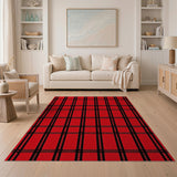 Geometric Modern Bold Red Black Buffalo Plaid Area Rug