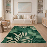 Coastal Beach Green Lush Green Palm Leaf Area Rug