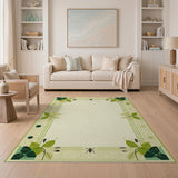 Green Geometric Leaf Insect Border Rug