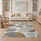 Neutral Pebble Abstract Area Rug