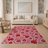 Whimsical Cherry Fruit Pink Area Rug