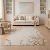 Elegant Floral Swirl Beige Area Rug