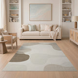 Fluid Beige Abstract Beige and Neutral Area Rug