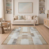Geometric Grid Brown Tan Area Rug