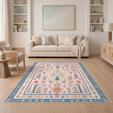 Pink Floral Vase Vintage Area Rug