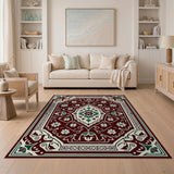 Red Persian Medallion Area Rug with Floral Motifs