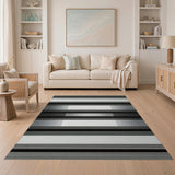 Striped Bold Black White Striped Geometric Area Rug