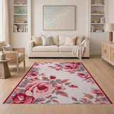 Pink Elegant Pink Rose Floral Area Rug