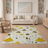 Kids Cartoon Yellow Whimsical Yellow Mushroom Area Rug