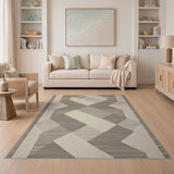 Modern Beige Geometric Abstract Area Rug