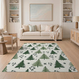 Whimsical Evergreen Tree Pattern Area Rug