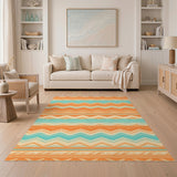 Orange Teal Chevron Zigzag Area Rug