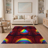 Red Rainbow Curtain Stage Area Rug