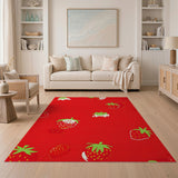 Strawberry Frog Playful Red Area Rug