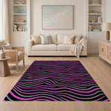Multi-color and Patterns Wavy Pink Grey Abstract Area Rug