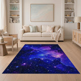 ODIKA Washable Galaxy Area Rug, Outer Space Stars Nebula Blue & Purple Non-Slip Low Pile Rug