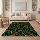 Festive Holly Berry Holiday Area Rug