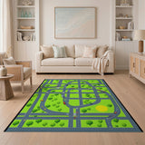 Kids Cartoon City Road Map Play Rug