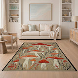 Whimsical Red Mushroom Meadow Rug