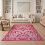 Ornate Pink Floral Persian Rug