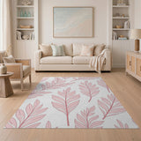 Blush Pink Leaves Area Rug