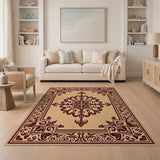 Beige and Neutral Traditional Persian Ornate Beige Persian Floral Area Rug