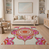 Pink Vibrant Pink Mandala Persian Area Rug