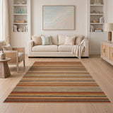 Orange and Brown Striped Woven Area Rug