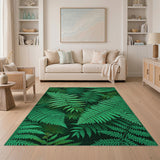 Lush Green Fern Frond Area Rug