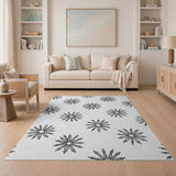 Geometric Modern Black and White Black White Starburst Geometric Area Rug
