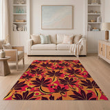 Vibrant Orange Maple Leaf Pattern Area Rug