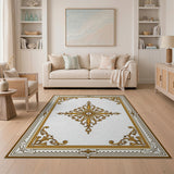 Ornate Golden Medallion Area Rug
