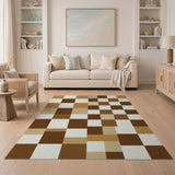 Brown and Tan Brown Tan Geometric Patchwork Area Rug