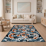 Koi Fish Blue Wave Area Rug