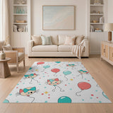 Cute Cartoon Cats with Balloons Area Rug