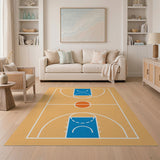Orange Basketball Court Outline Area Rug