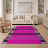 Vibrant Pink Plaid Geometric Area Rug