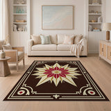 Red Gold Starburst Medallion Area Rug