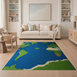 Pixelated World Map Area Rug