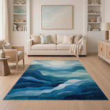 Moonlit Blue Layered Peaks Area Rug