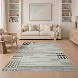 Bold Black White Geometric Stripe No. 2 Area Rug