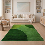 Geometric Modern Vibrant Green Overlapping Circles Area Rug