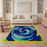 Swirling Navy Teal Abstract Area Rug