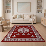 Red Red Snowflake Mandala Persian Rug