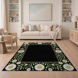 Vintage Daisy Floral Border Area Rug