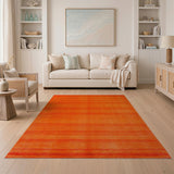 Vibrant Orange Horizontal Stripe Orange Area Rug