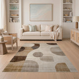 Abstract Beige Geometric Modern Area Rug