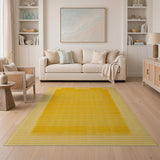 Modern Yellow Grid Geometric Area Rug